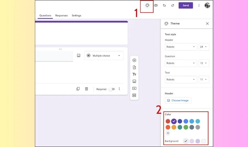 Cách chọn màu nền trong Google Forms