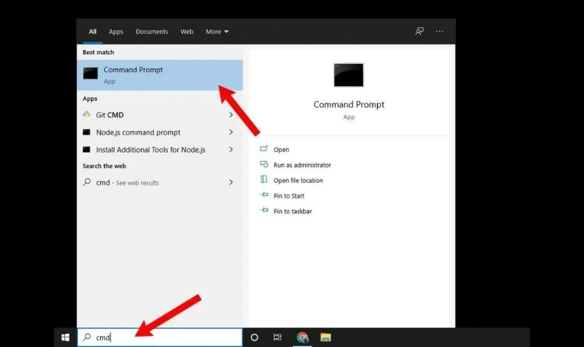 Mở Command Prompt trên Windows
