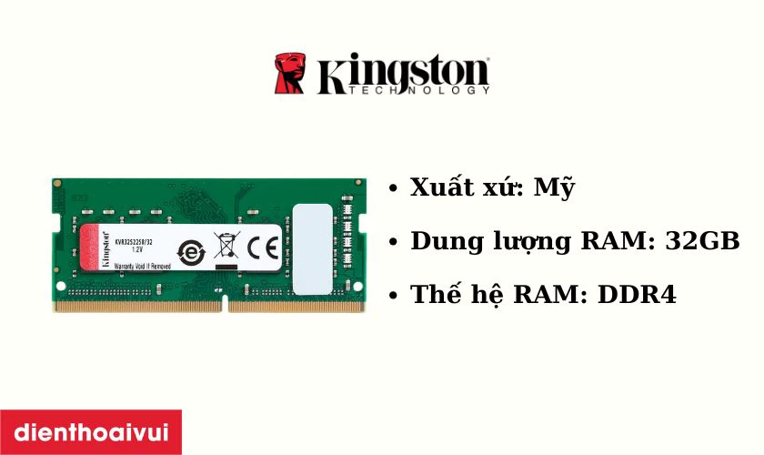 Thông tin chi tiết về RAM laptop Kingston DDR4 32GB BUS 3200