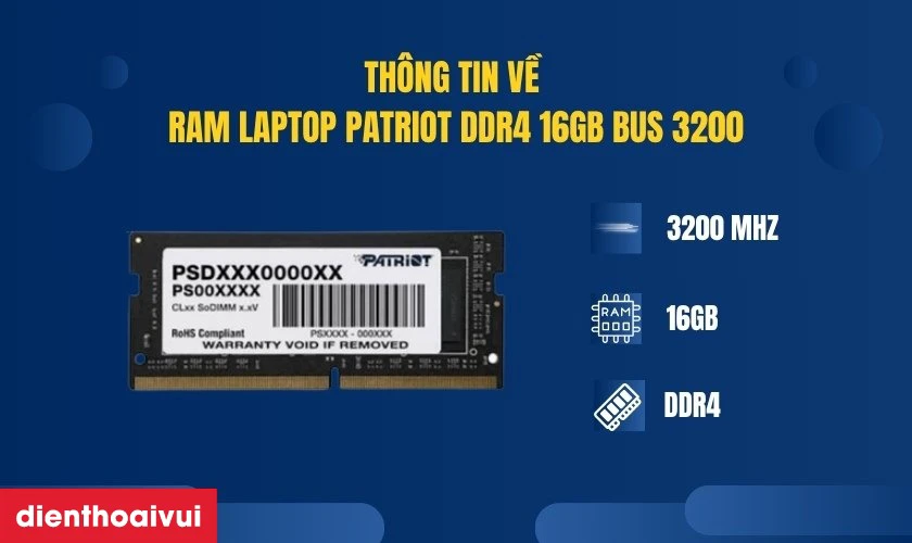 Thông tin chi tiết về RAM laptop Patriot DDR4 16GB Bus 3200