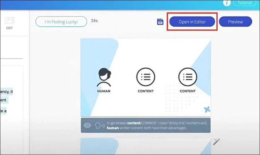 Nhấn Open in Editor để mở giao diện chỉnh sửa chi tiết