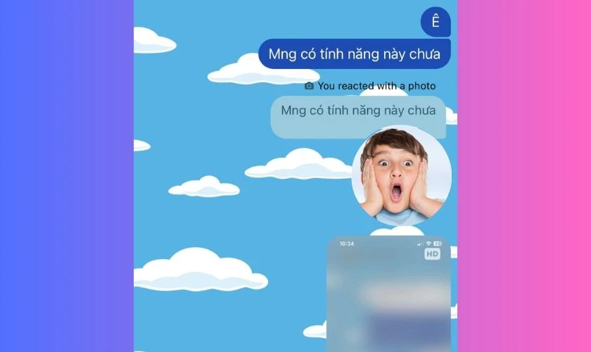 Gửi ảnh để react tin nhắn: Bước 3