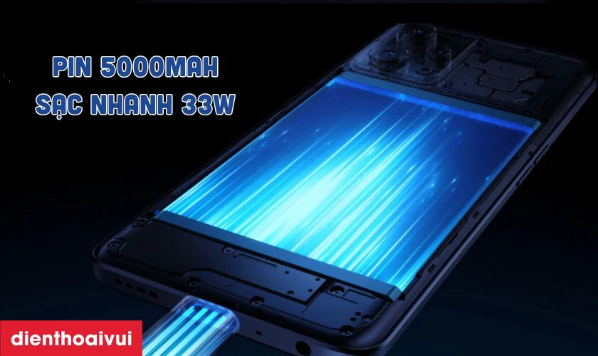Pin 5000mAh, sạc nhanh 33W, tiết kiệm thời gian tối ưu