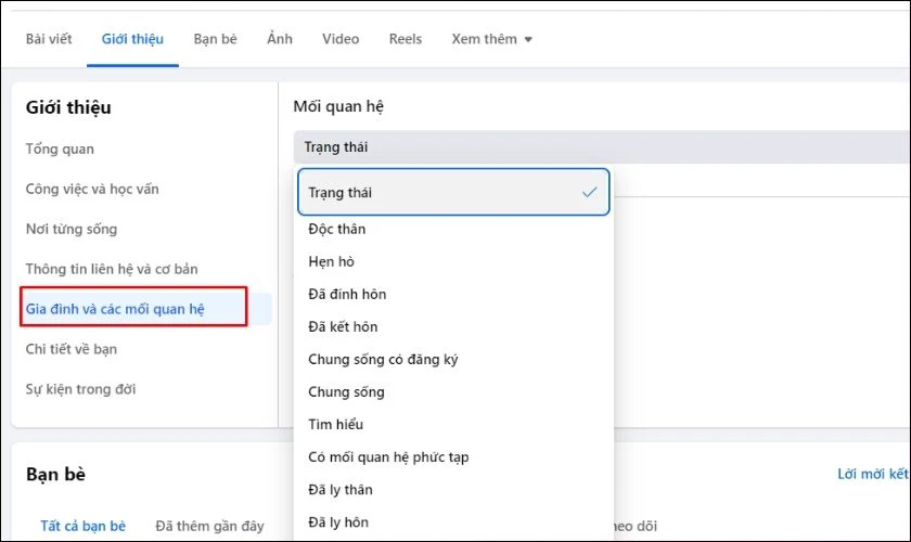 Tìm trạng thái Rela mà bạn muốn đặt và click chọn