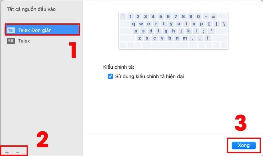 Chọn kiểu nhập liệu hiện tại