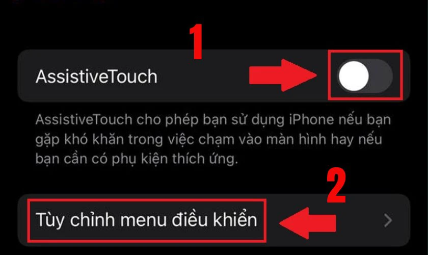 Nhấn chọn AssistiveTouch tại mực Cảm ứng