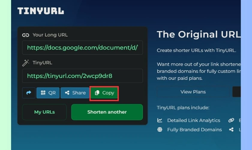 Rút gọn Link Google Docs bằng TinyURL nhanh