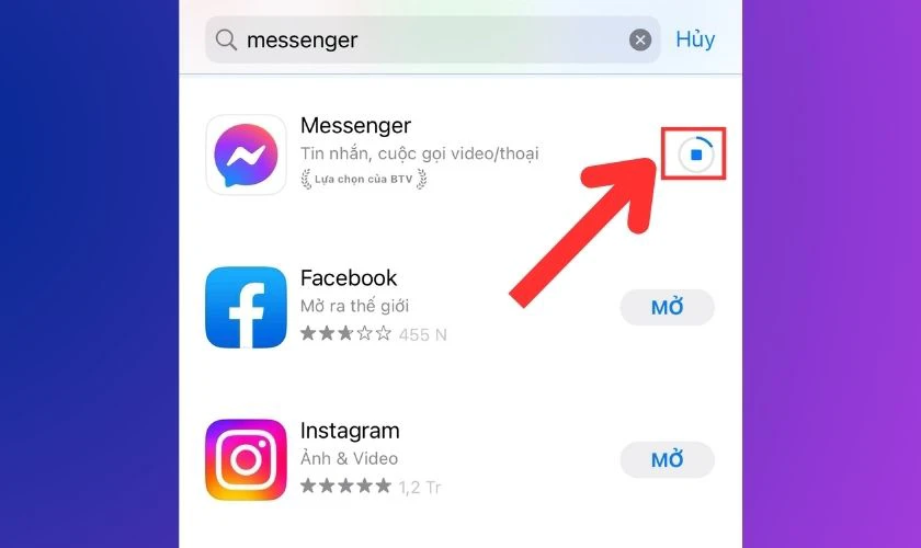 Bấm tải xuống ứng dụng Messenger về điện thoại