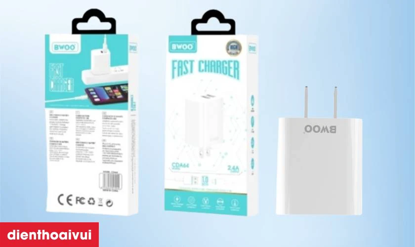 Vì sao nên chọn mua sạc BWOO 2 cổng USB-A kèm cáp Type-C US CDA64VC tại Điện Thoại Vui