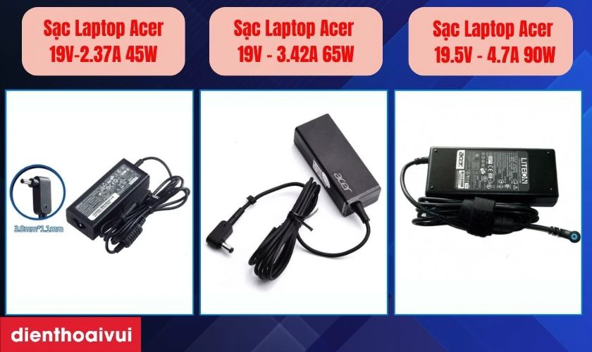 So sánh sạc laptop Acer 19V-2.37A đầu nhỏ hình chữ nhật với các sản phẩm tương tự