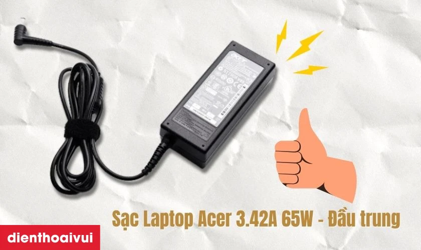Thông tin chi tiết về Sạc Laptop Acer 3.42A 65W - Đầu trung