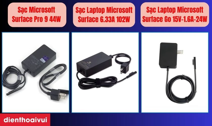 So sánh sạc Microsoft Surface Pro 9 44W với các sản phẩm tương tự