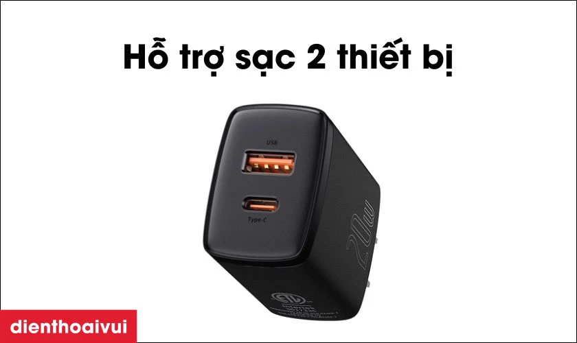 Đặc điểm của sạc nhanh Baseus compact 2 cổng (USB-A + USB-C) 20W