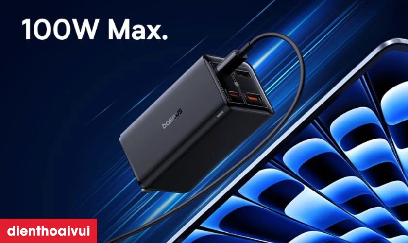 Điểm nổi bật của sạc nhanh Baseus GaN6 Pro 2C + 2U 100W US kèm cáp C-C 100W 1m