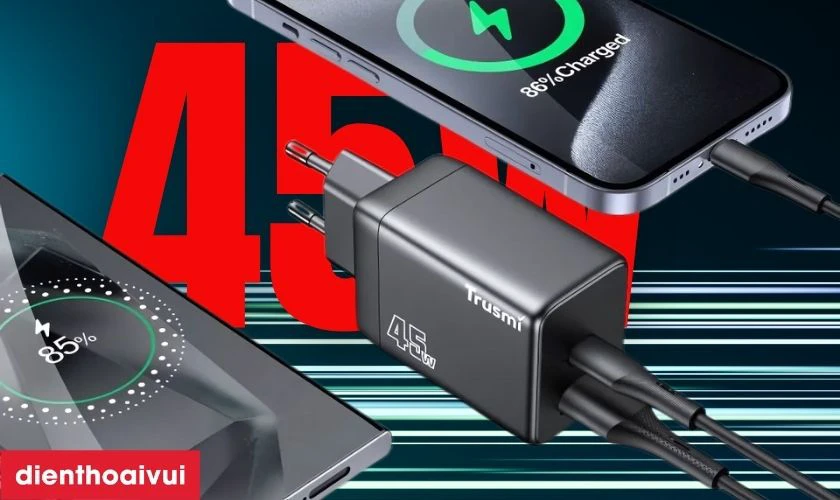 Hỗ trợ Power Delivery (PD) với công suất lên đến 45W