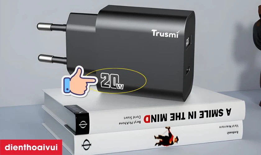 Sạc nhanh Trusmi 1A + 1C PD 20w (EU) CH07 có công suất 20W