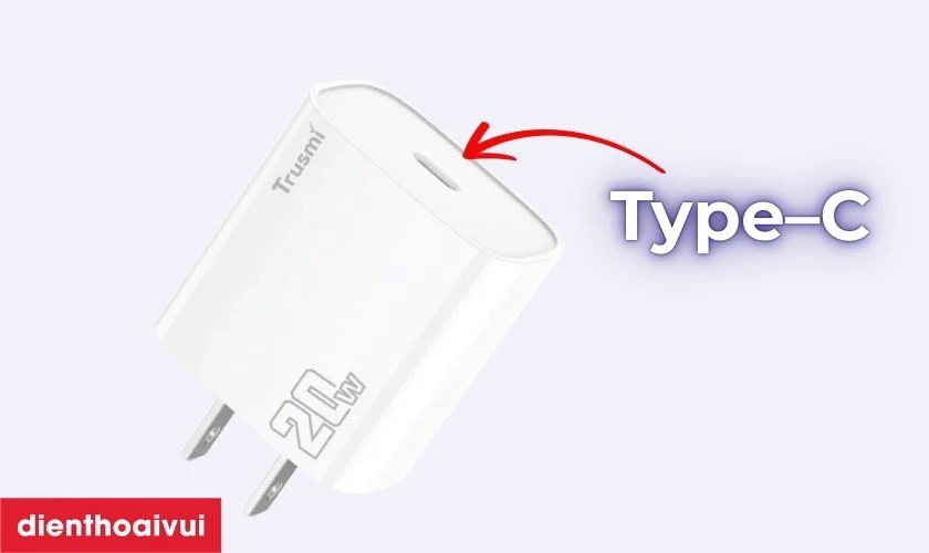 Trusmi 1C PD 20w (US) CH08 sử dụng cổng sạc Type–C