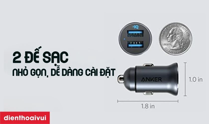 Điểm mạnh của củ sạc ô tô Anker 2 cổng