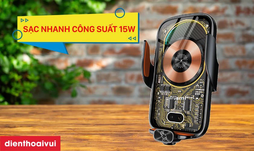 Điểm nổi bật của sạc ô tô Trusmi không dây 15w kết hợp giá đỡ CC07