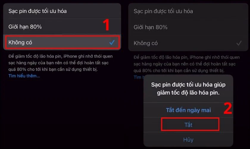 Bạn bấm vào Tắt để xác nhận tắt tính năng