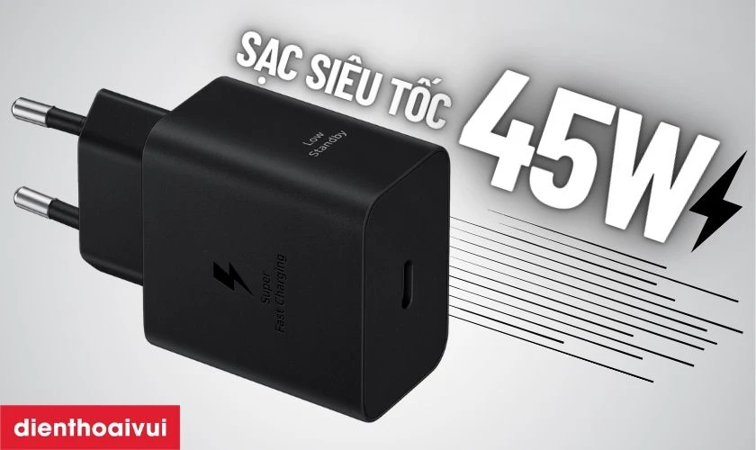 Sạc Samsung 45W kh&ocirc;ng k&egrave;m c&aacute;p T4511 c&oacute; c&ocirc;ng suất 45W