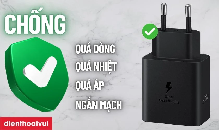 Sạc Samsung 45W kh&ocirc;ng k&egrave;m c&aacute;p T4511 t&iacute;ch hợp bảo vệ th&ocirc;ng minh