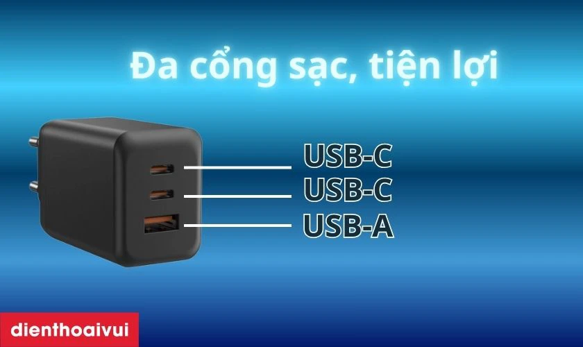 Đa cổng sạc, sạc cùng lúc tiện lợi