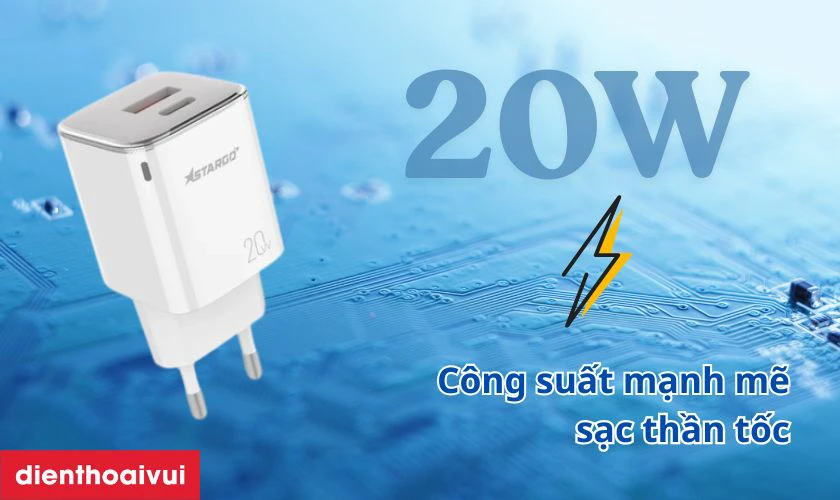 Sạc StarGO Onelink 1C1A 20W kèm cáp C-C CC201 sạc PD 20W