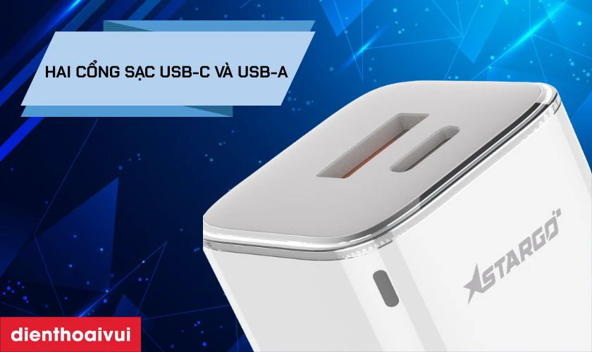 Sạc StarGO Onelink 1C1A 30W kèm cáp C-C CC301 hỗ trợ 2 cổng