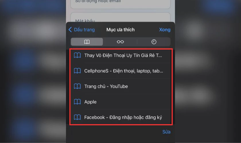 Nhấn giữ liên kết để kích hoạt chế độ chọn