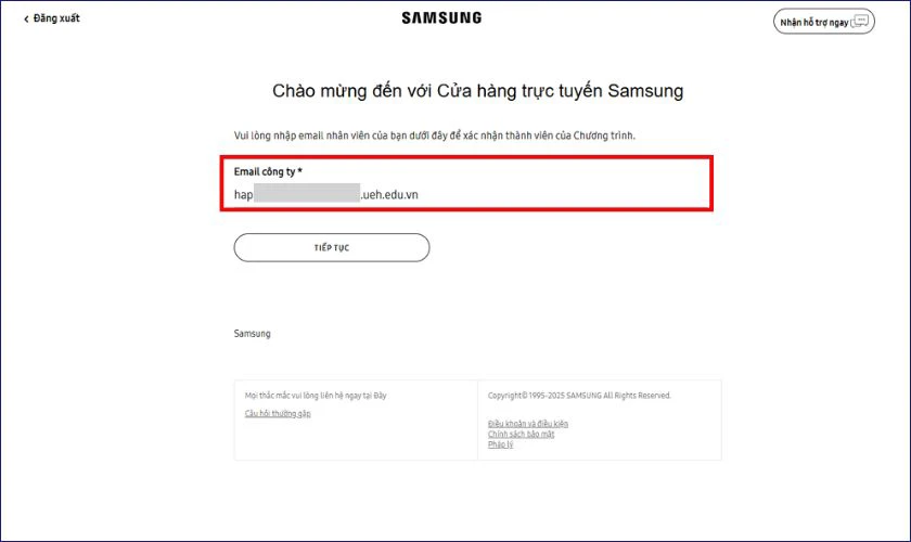 Tham gia bằng email trường học
