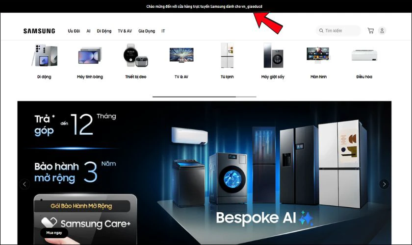 Vào giao diện Samsung dành cho tài khoản giáo dục