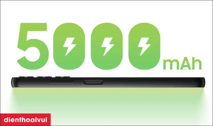 Pin 5000 mAh d&ugrave;ng cả ng&agrave;y, sạc nhanh 25W qua cổng USB-C