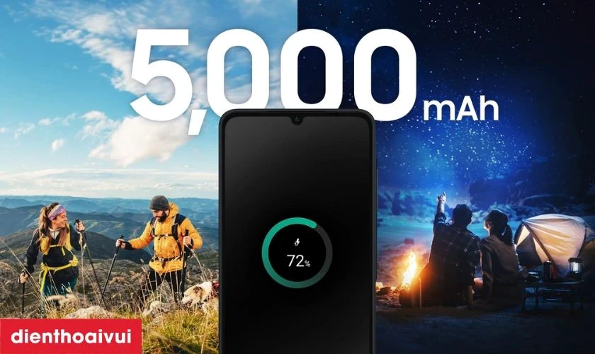Pin 5000mAh sử dụng thoải mái cả ngày