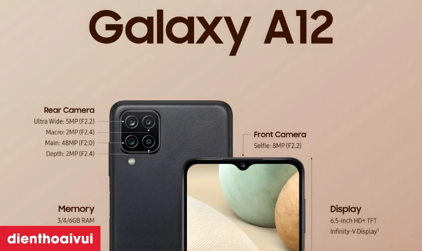 Điểm nổi bật của Samsung Galaxy A12 6GB 128GB - Cũ Xước Cấn