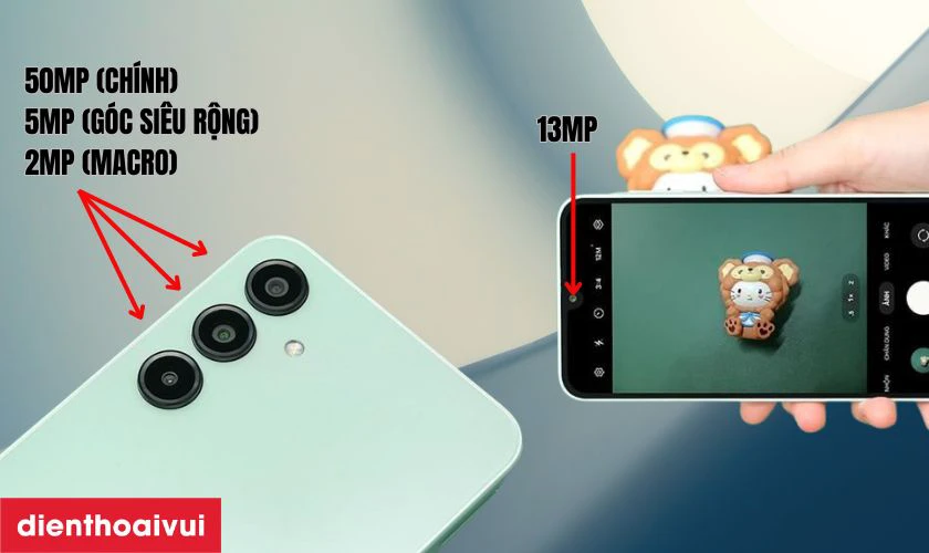Camera 50 MP sắc nét, selfie 13 MP tối ưu AI