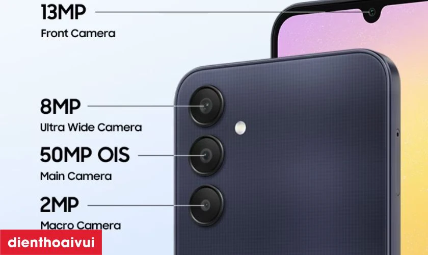 Camera đa năng, hỗ trợ AI thông minh trên Samsung Galaxy A25 5G 8GB 128GB - Cũ xước cấn