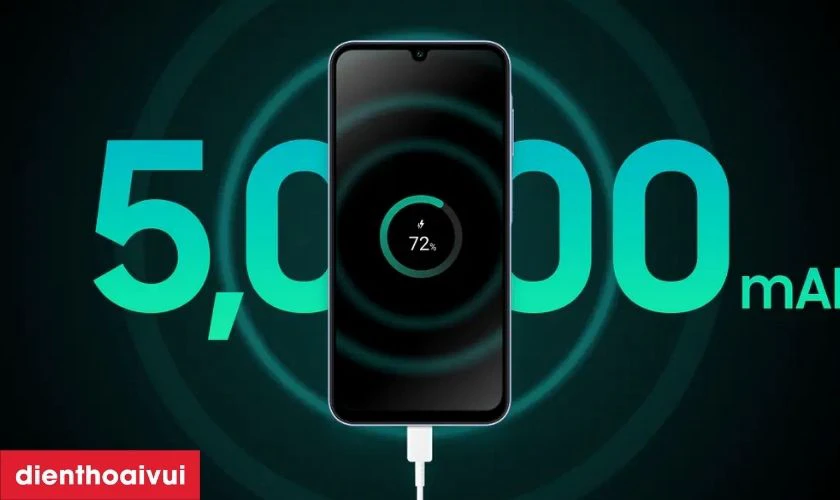 Pin dung lượng lớn 5000mAh, sạc nhanh 25W