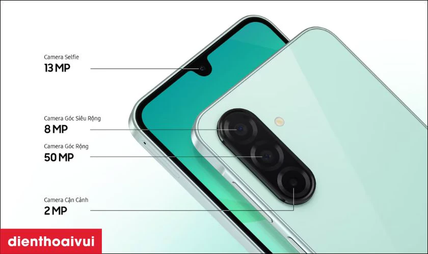 Cụm 3 camera sau 50MP chụp ảnh đa dạng