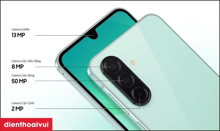 Cụm camera 50MP hỗ trợ quay video 4K tiện lợi