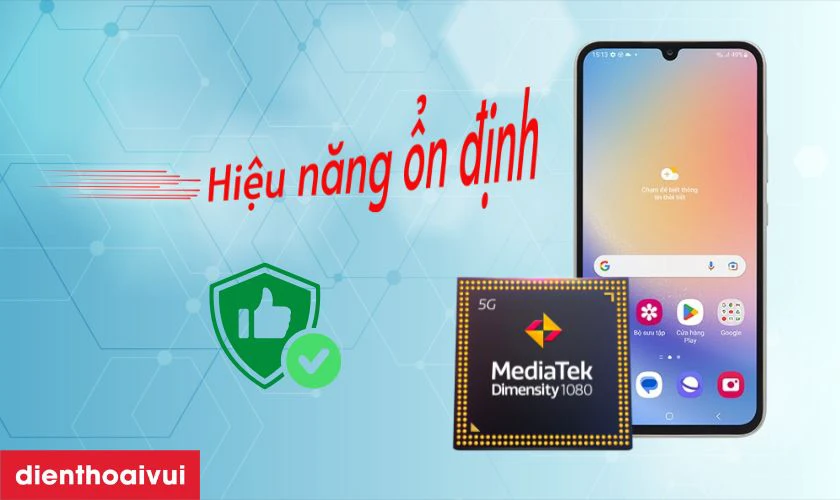 Hiệu năng ổn định với chip Mediatek Dimensity 1080 và 8GB RAM