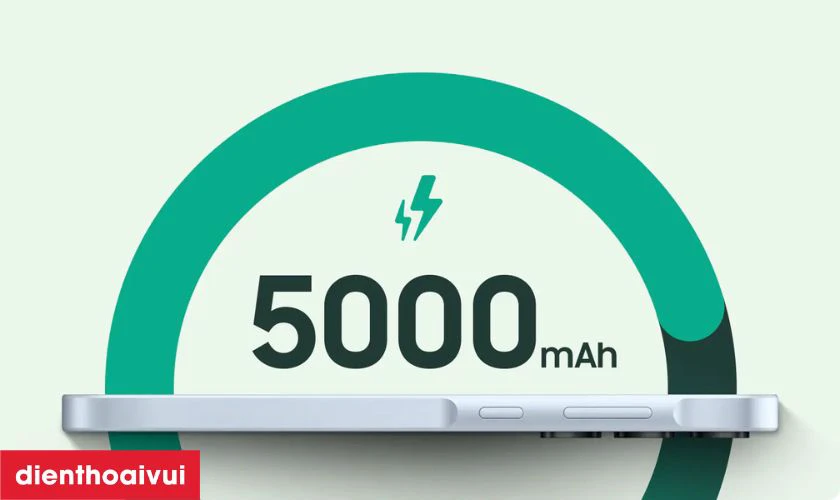Pin 5.000mAh sạc nhanh 25W giúp rút ngắn thời gian sạc