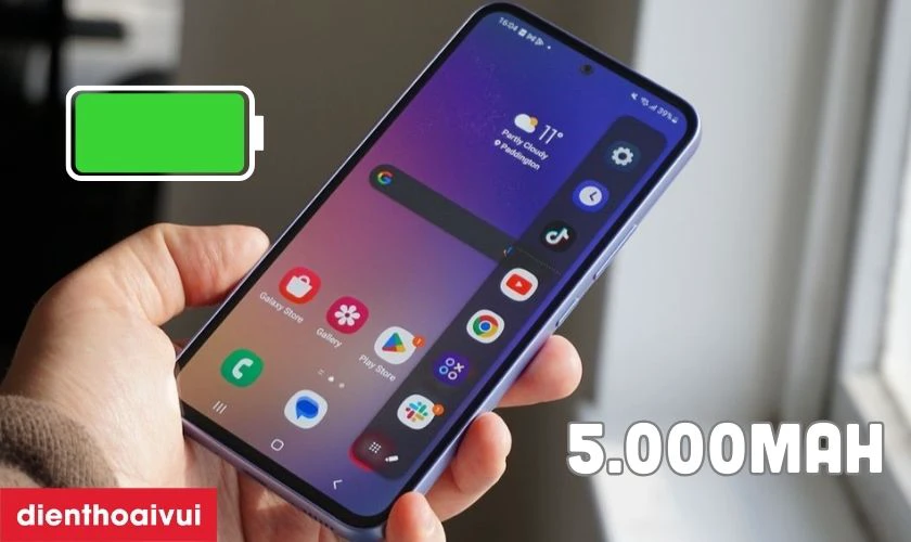 Pin 5.000mAh, hỗ trợ sạc nhanh 25W sử dụng thoải mái cả ngày