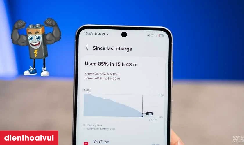 Pin 5000mAh d&ugrave;ng d&agrave;i với sạc nhanh 45W