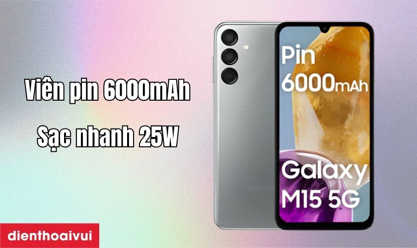 Pin 6000mAh v&agrave; sạc nhanh 25W