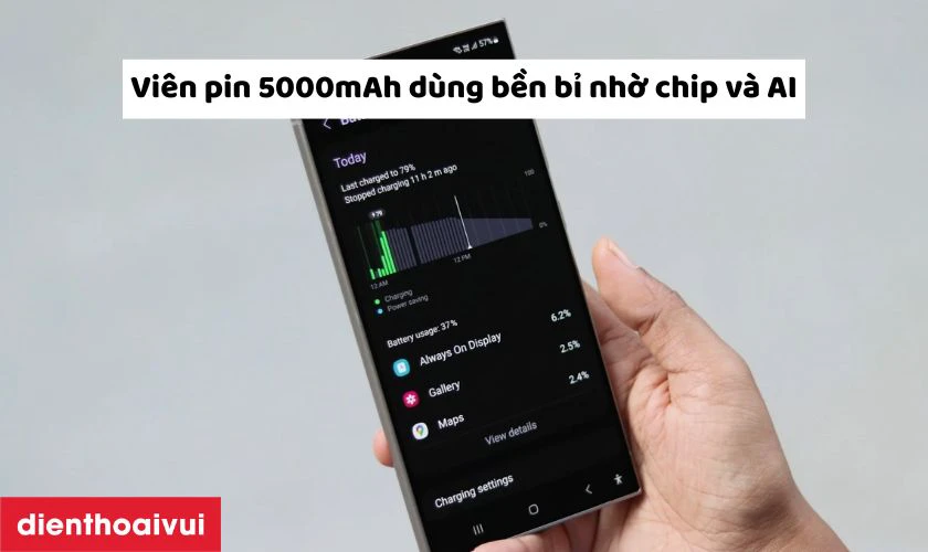 Pin 5000mAh bền bỉ, tối ưu nhờ AI v&agrave; Snapdragon 8 Elite
