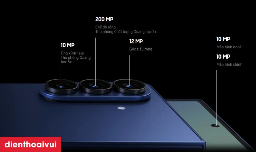 Cụm camera 200MP, camera selfie k&eacute;p 10MP