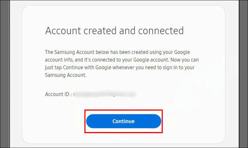 Bạn nhấn Continue để hoàn tất đăng nhập