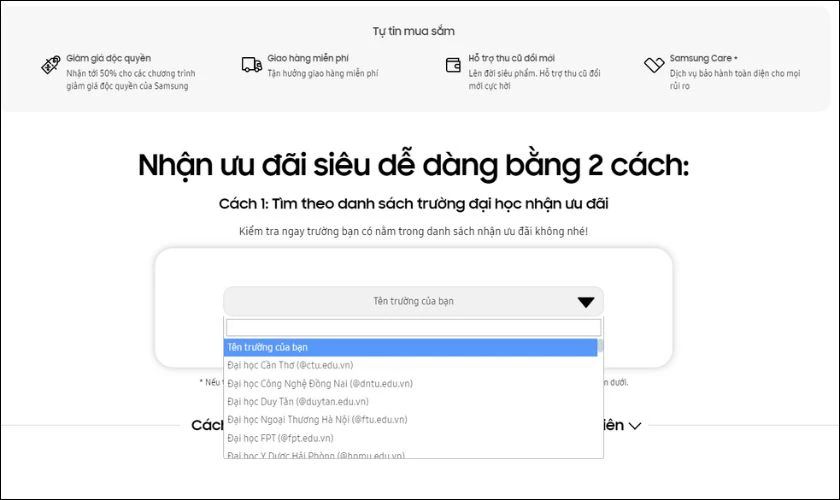 Hướng dẫn đăng ký tham gia chương trình ưu đãi sinh viên của Samsung