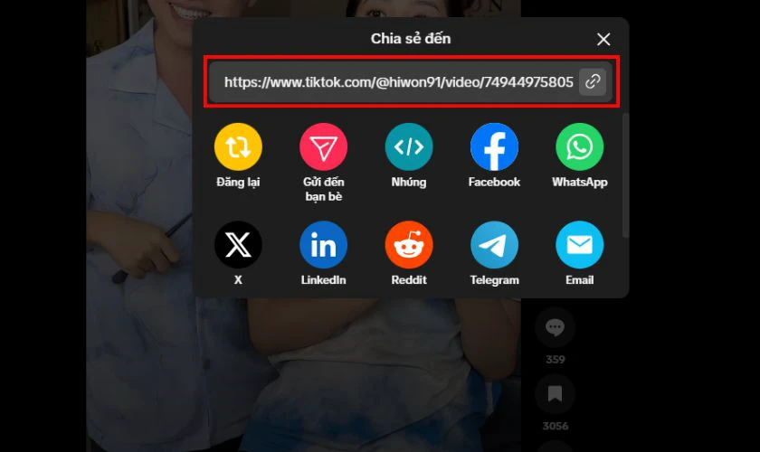 Sao chép liên kết TikTok trên máy tính nhanh